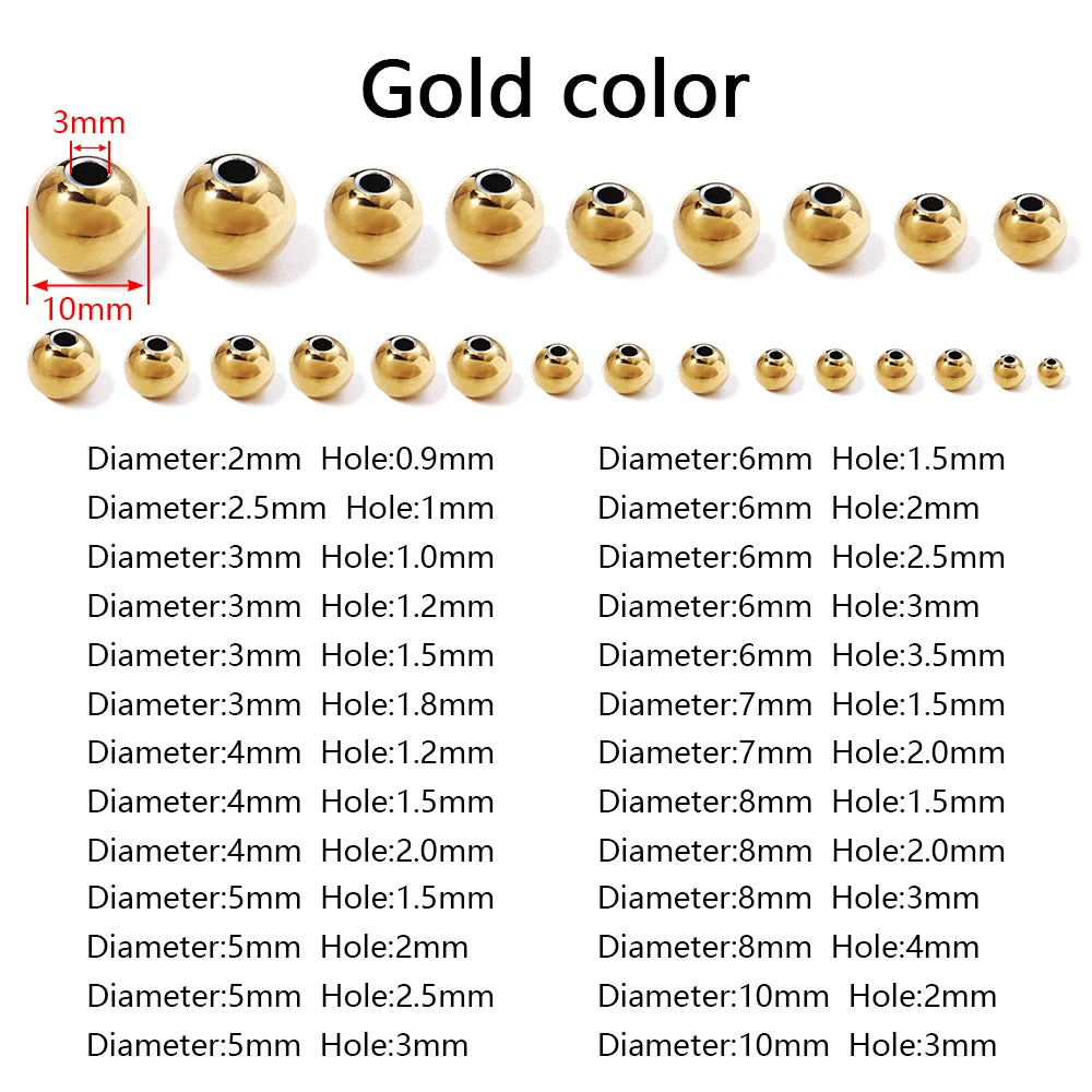 2-10mm High Quality Stainless Steel Beads for Jewelry Making Loose Spacer Beads DIY Bracelet Necklace Bracelets Wholesale