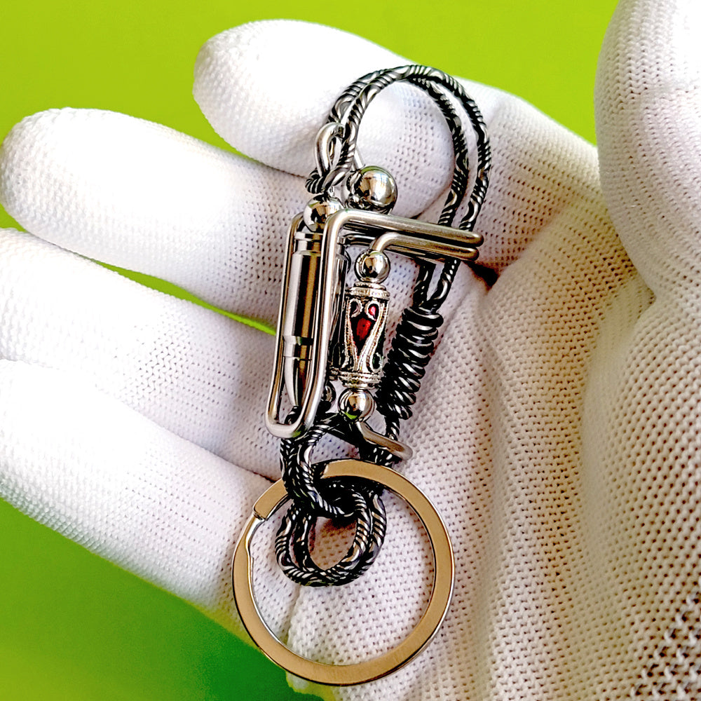 Handmade Wire Wrapped Skull Keyring Keychain Hooks for men