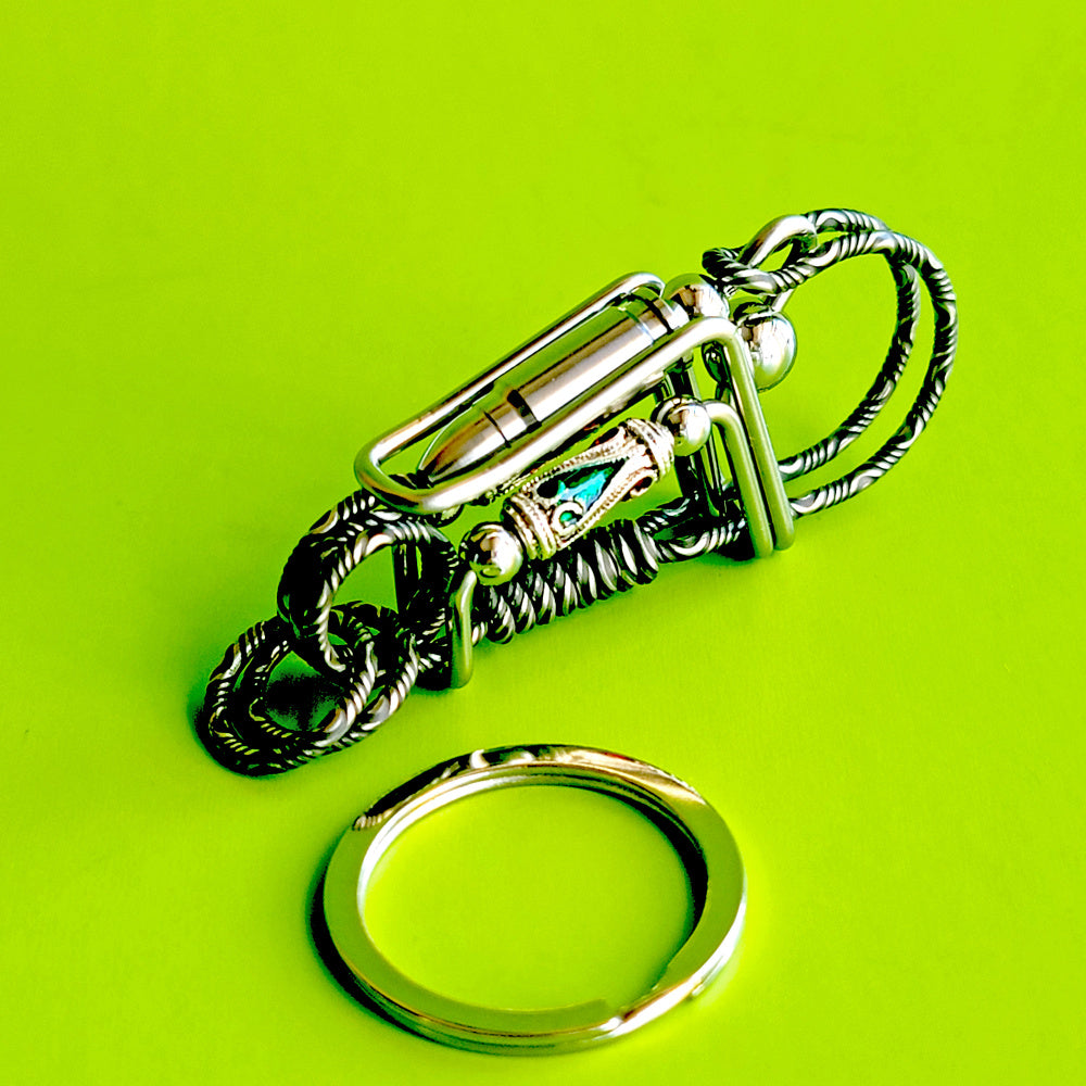 Handmade Wire Wrapped Skull Keyring Keychain Hooks for men