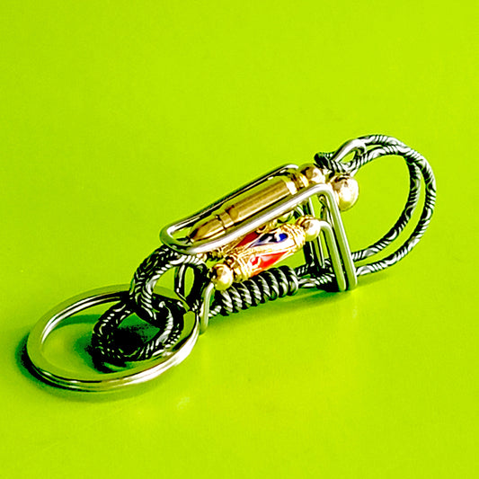 Wire Wrapped Golden bullet Key Keychain
