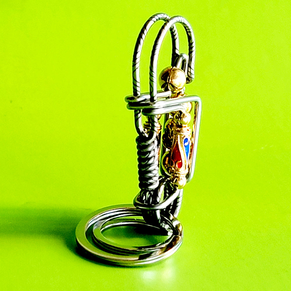 Ctoom men's keychain, handmade wire wrapped bag keychain