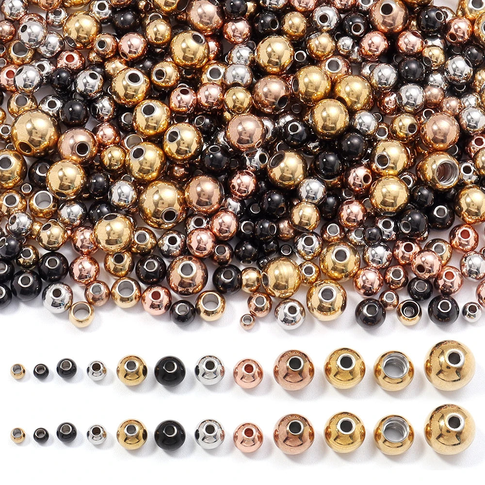 2-10mm High Quality Stainless Steel Beads for Jewelry Making Loose Spacer Beads DIY Bracelet Necklace Bracelets Wholesale